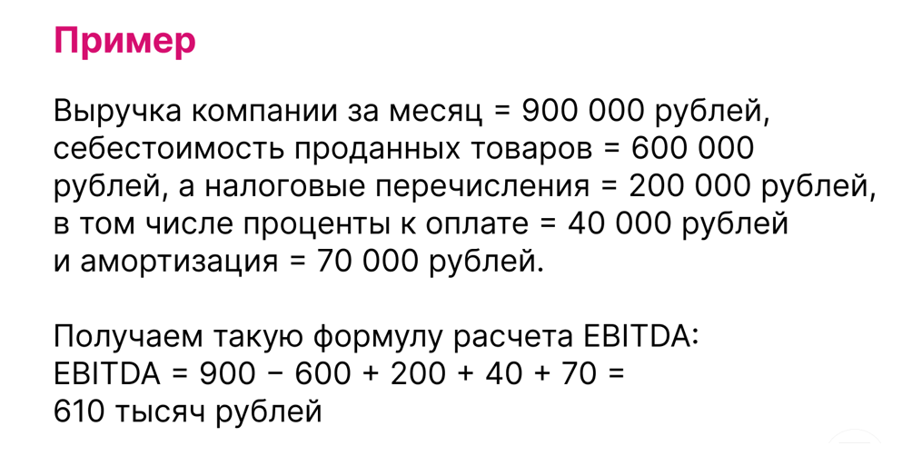Пример расчета EBITDA по РСБУ Пример расчета EBITDA по РСБУ